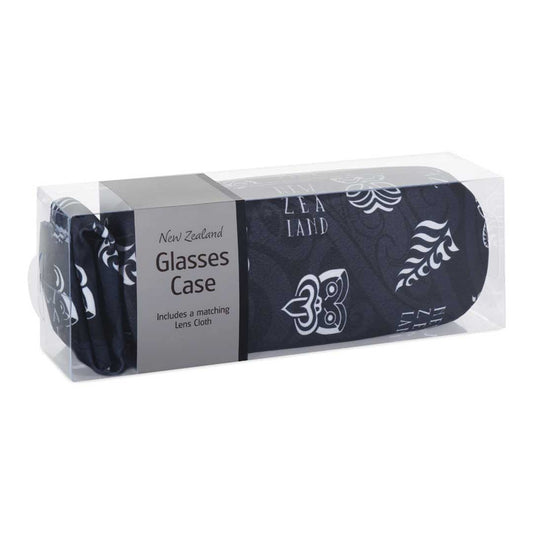 New Zealand Silver Fern & Teko Design Glasses Case with Lens Cloth