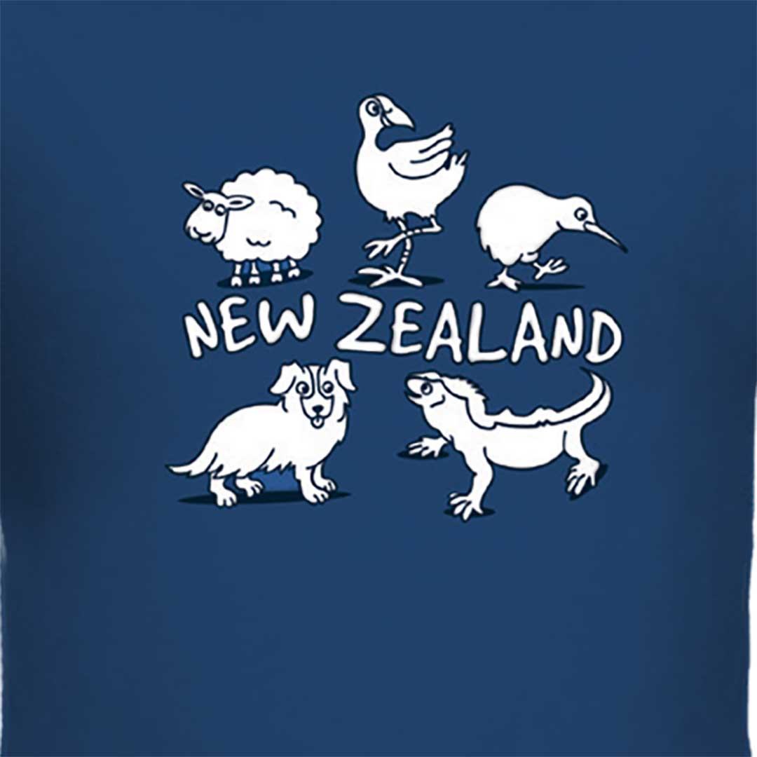 Glow In The Dark Childrens New Zealand Animals T-Shirt Design