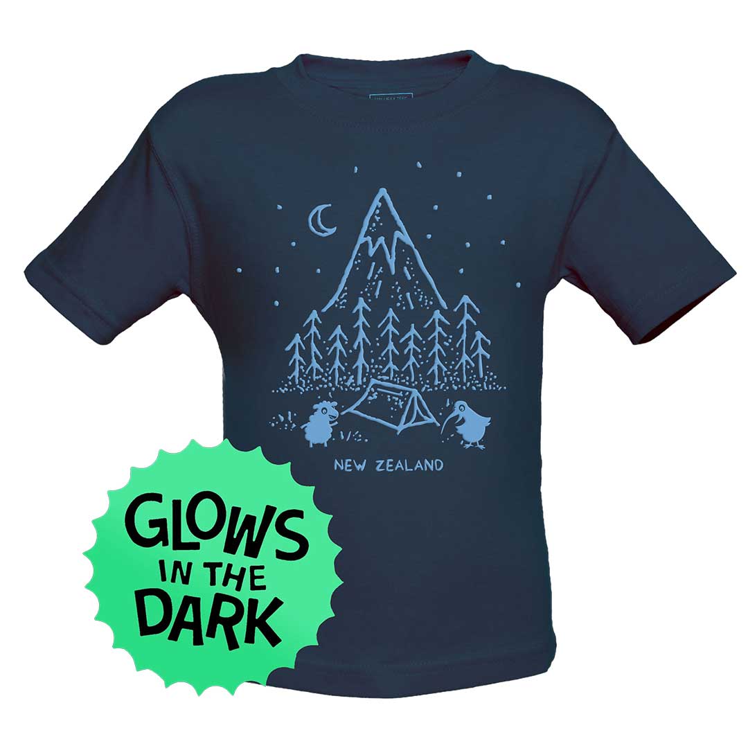 Glow In The Dark Childrens New Zealand Camping T-Shirt