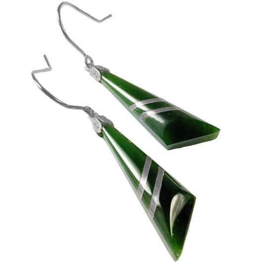 Greenstone Earring with Sterling Silver Insert Side