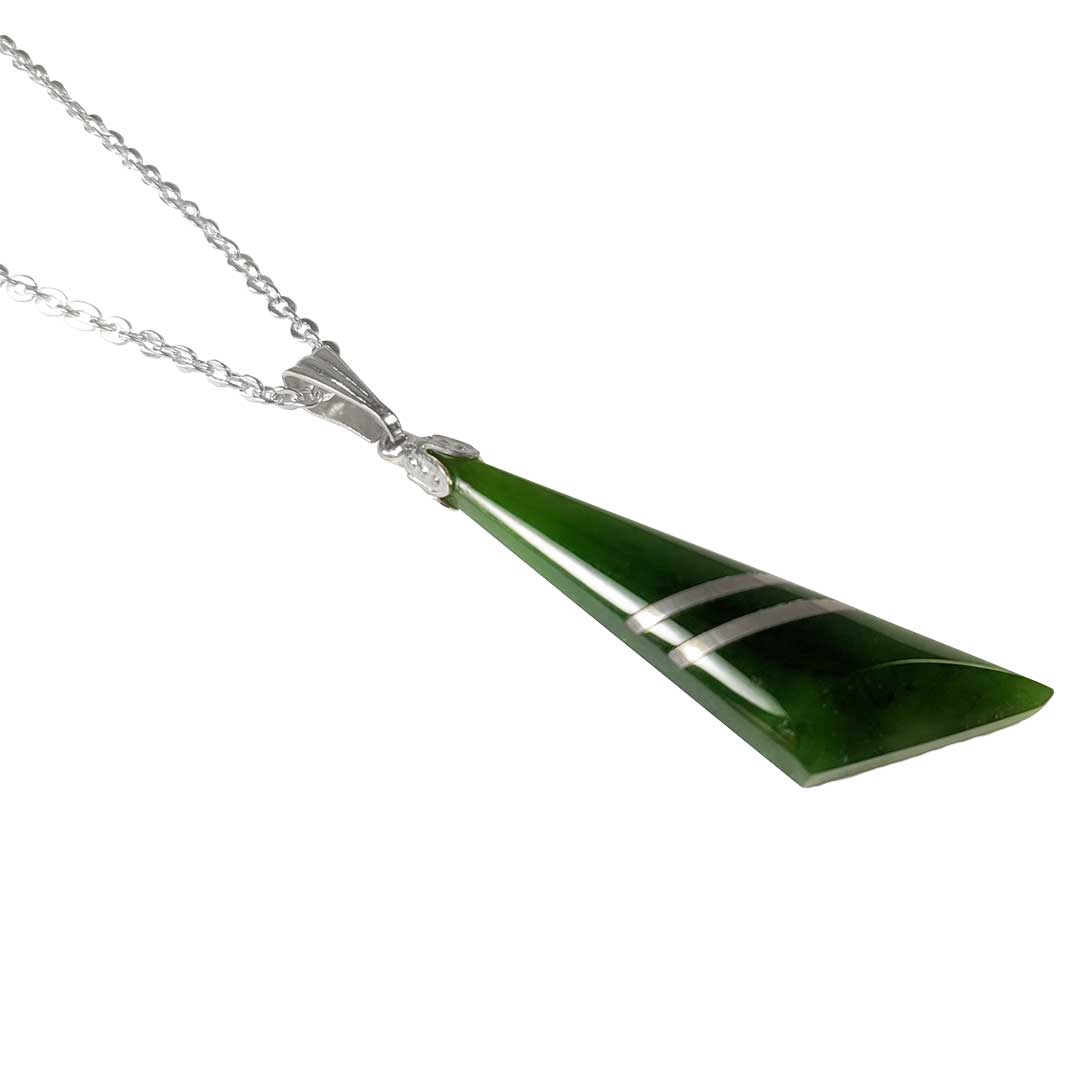 Greenstone Pendant with Sterling Silver Insert Side