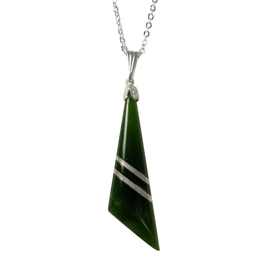 Greenstone Pendant with Sterling Silver Insert