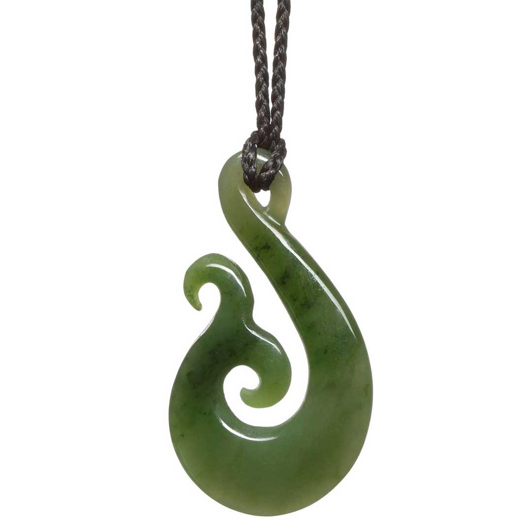 FishHook Jade Greenstone Pendant Back