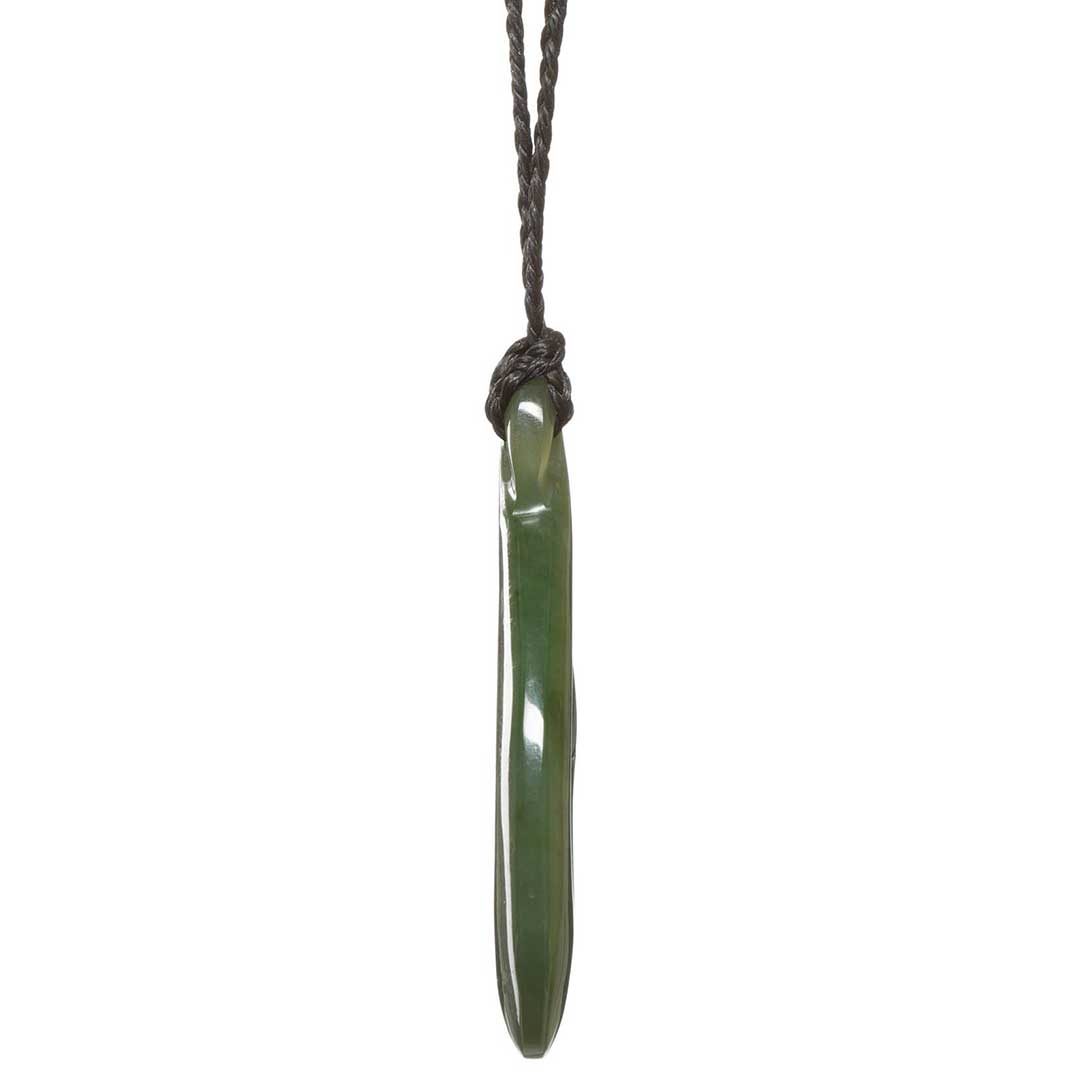 FishHook Jade Greenstone Pendant Side