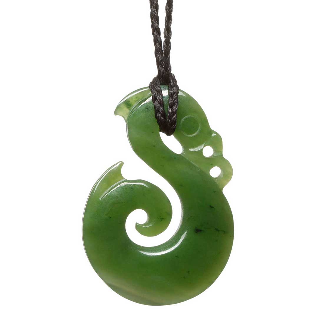 Jade Greenstone Manaia Koru Pendant Back