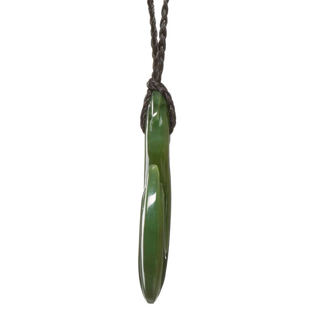 Jade Greenstone Manaia Koru Pendant Side