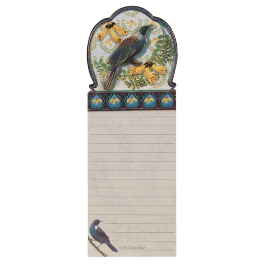 Magnetic Notepad - Tui and Kowhai Design with Gold Foil Design
