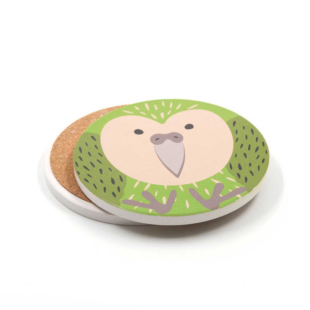 New Zealand Cuties Native Kakapo Ceramic Coasters