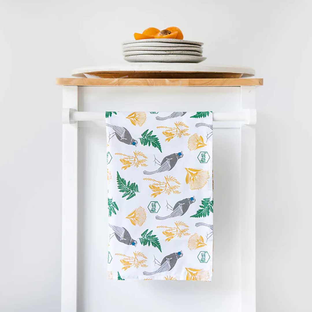 Organic Cotton Tea Towel - Kokako Hanging