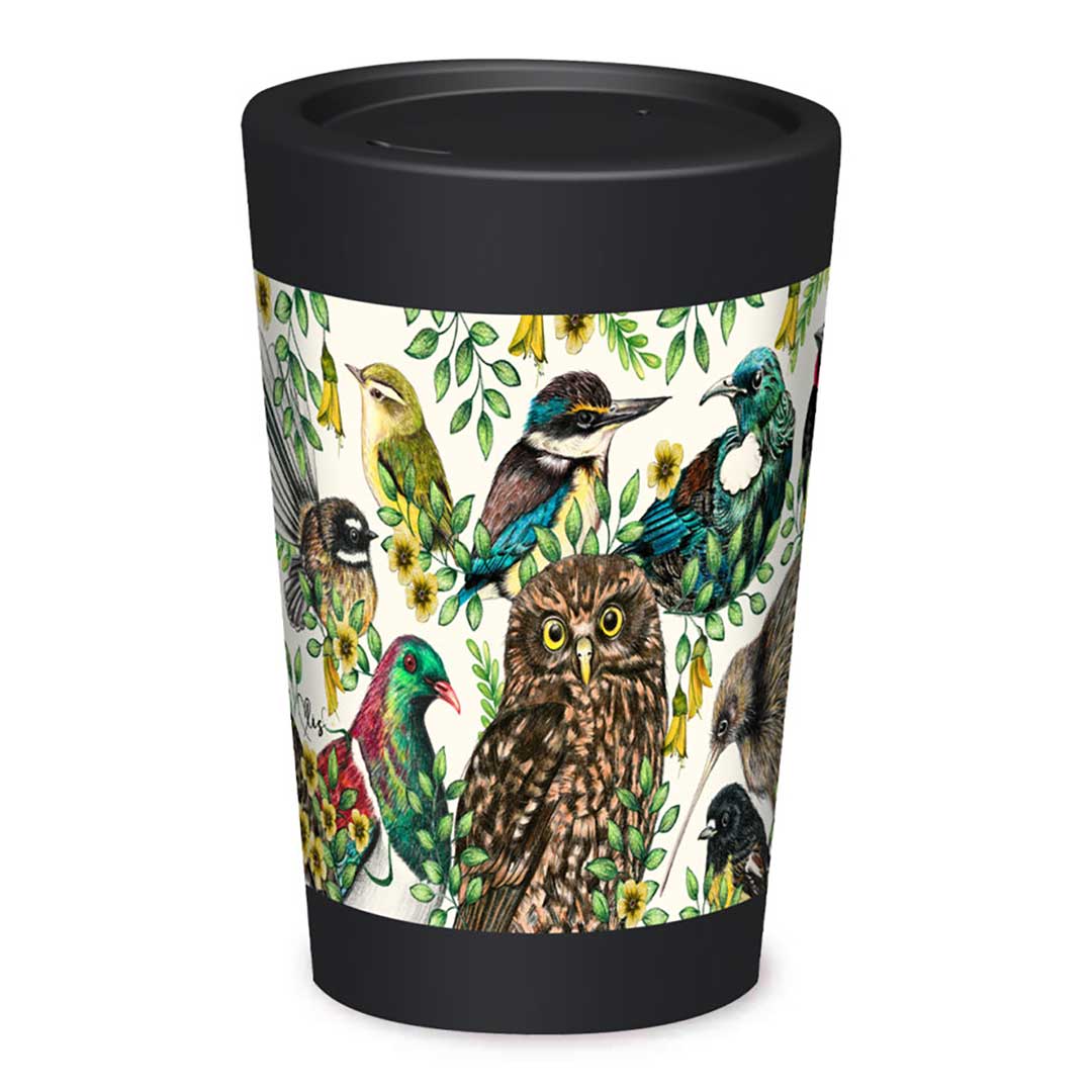 Reusable Coffee Cup Birds of New Zealand by Love Lis NZ