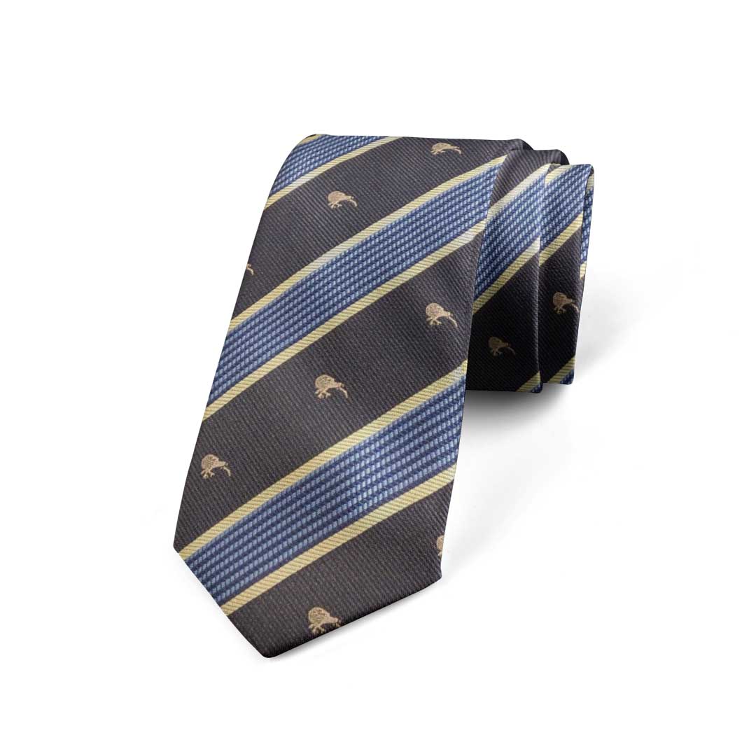 Sander Kiwi Stripe Design Tie - Navy-Blue