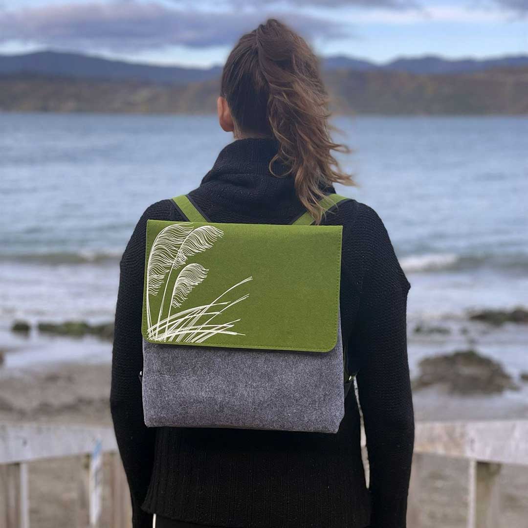 Toe Toe - Ecofelt Backpack by Jo Luping Design Girl Back