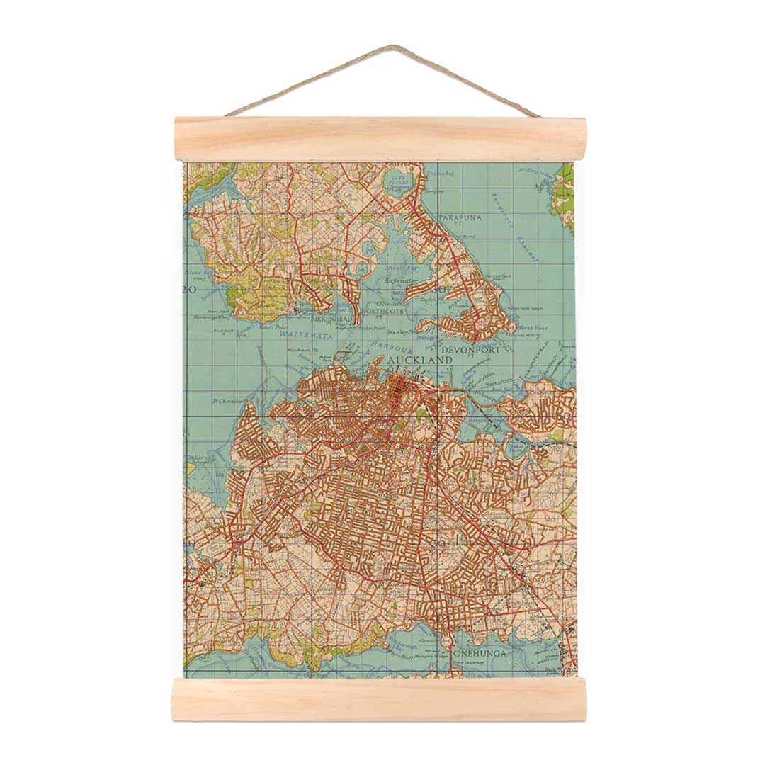 Vintage Auckland Map - Ready To Hang 
