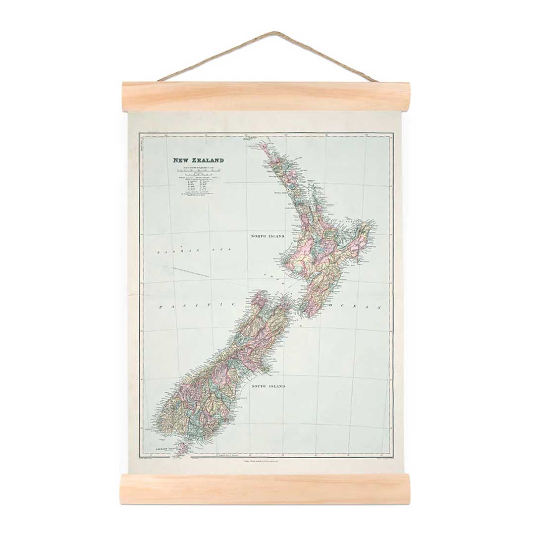 Vintage Map Of New Zealand  Small