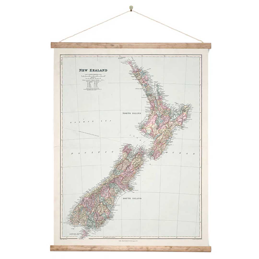 Vintage Map Of New Zealand  Large