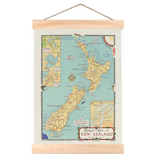 Vintage New Zealand Tourist Map Small