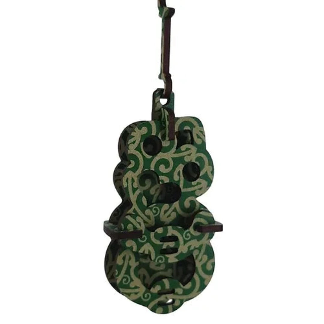 Tiki Hanging Decoration with Koru Design Green