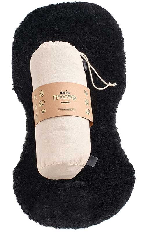Baby Move Sheepskin Buggy Liner Black and Bag