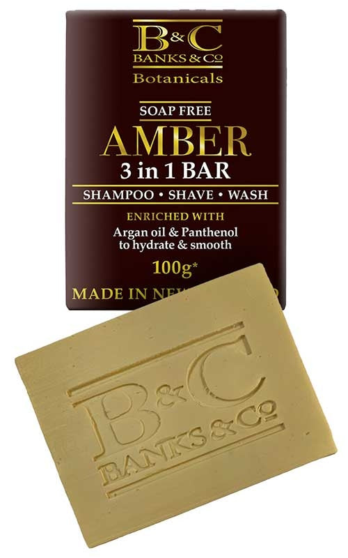 Banks & Co Amber 3-in-1 Bar - Shampoo, Shave, Wash