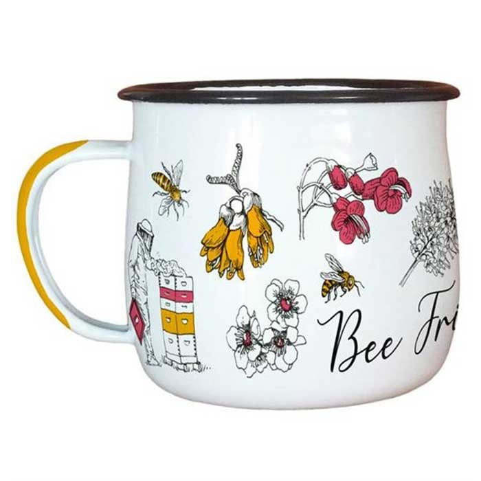 Bee Friendly Flowers - Enamel Mug by Wolfkamp & Stone Back