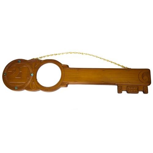 Carved Rimu 21st Key with Photo Frame
