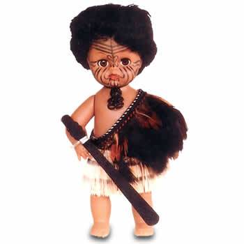 Maori Warrior Doll with Cloak, PiuPiu Skirt
