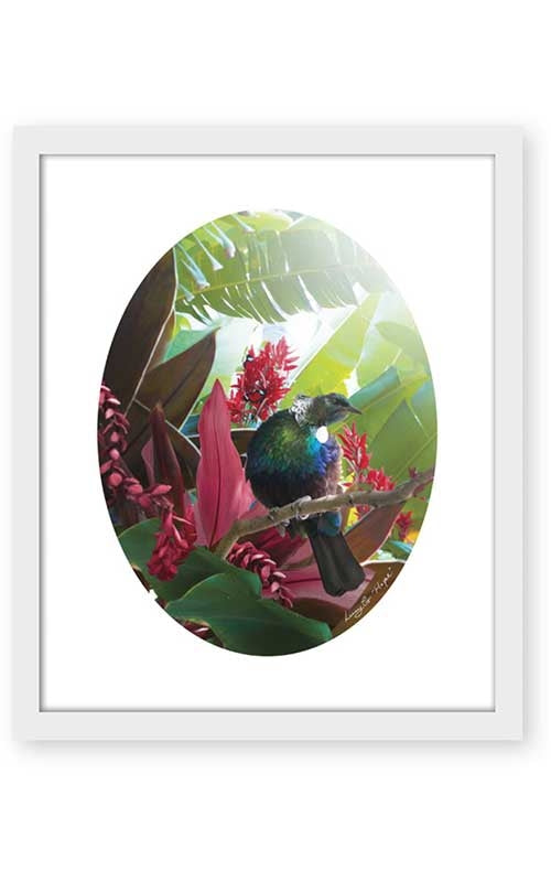 Hope - NZ Tui Oval Framed Art Print by Lucy G White