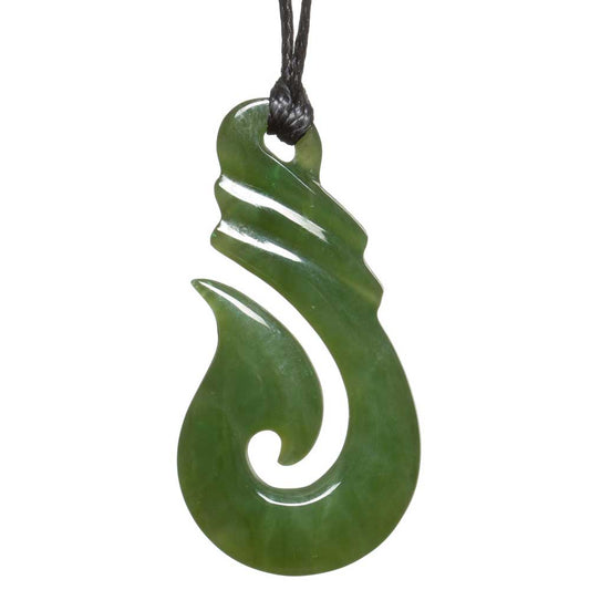 Jade Greenstone Fish Hook Pendant  Back