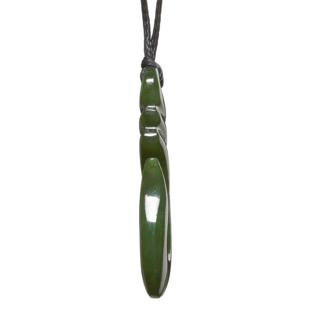 Jade Greenstone Fish Hook Pendant  Side