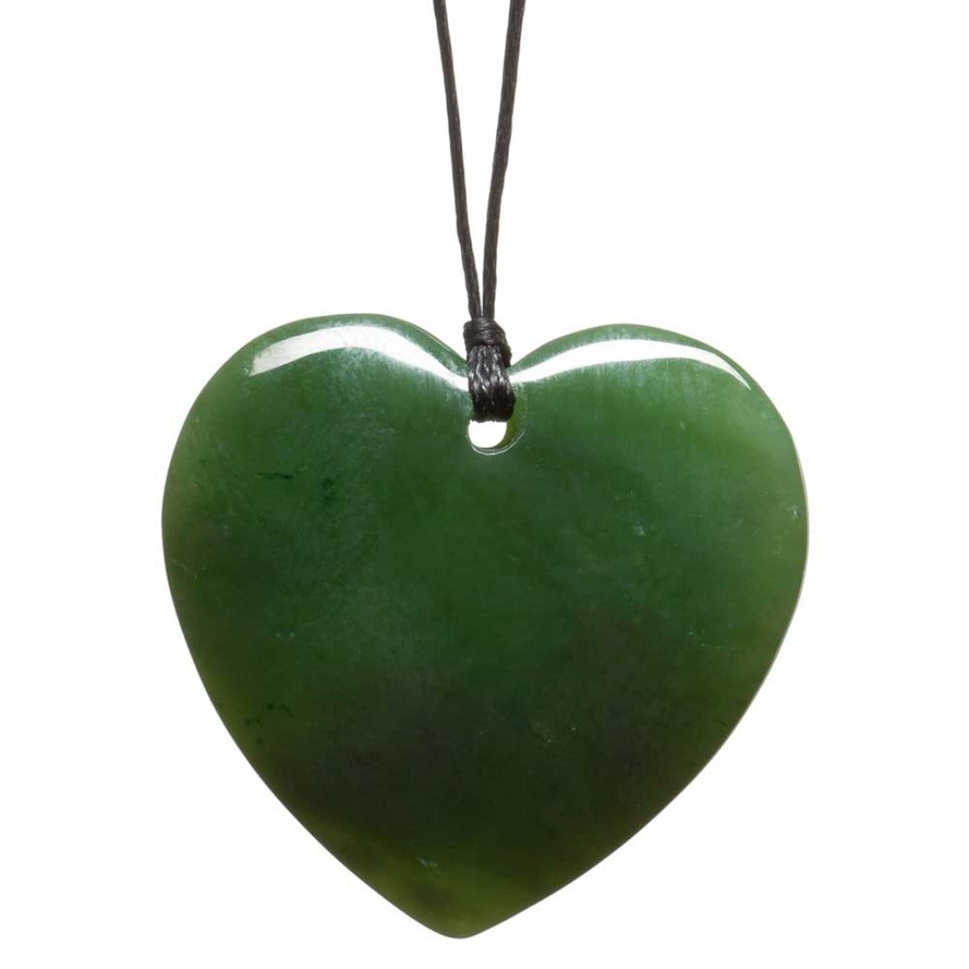 Jade Greenstone Heart Pendant Back