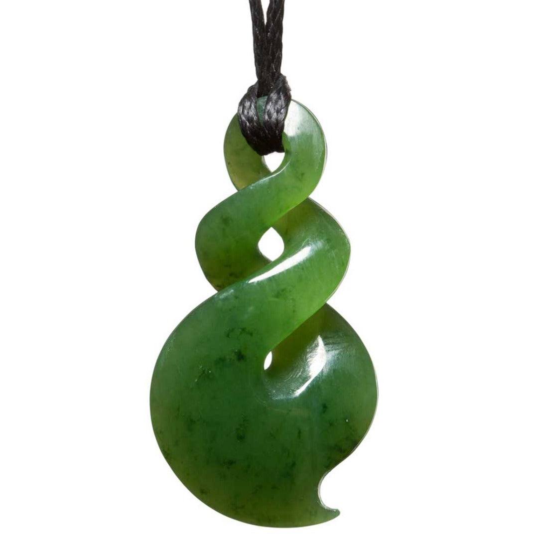 Jade Greenstone Maori Double Twist Pendant Back