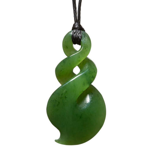 Jade Greenstone Maori Double Twist Pendant