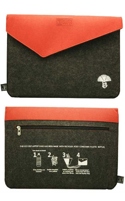 Jo Luping Design - Ecofelt Laptop Bag - Pohutukawa Grey & Red