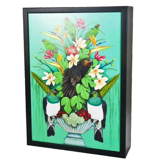 Kaka's Floral Kingdom by Kathryn Furniss Box Framed Print Angle