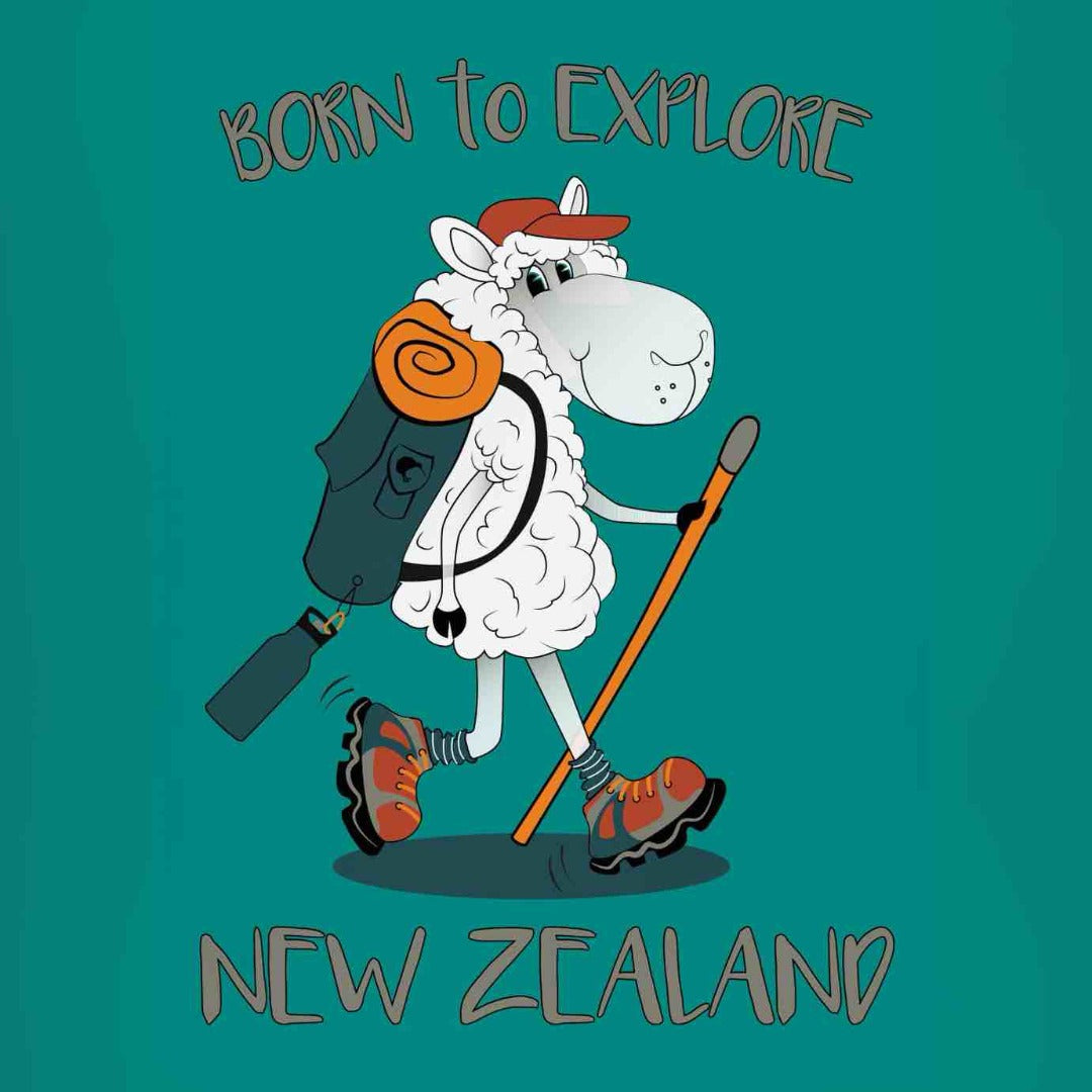 Kiwi Planet Born to Explore Sheep Childrens T-Shirt Design
