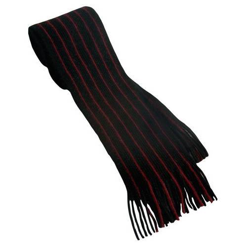 Possum Merino and Silk Vertical Stripe Scarf Black Red