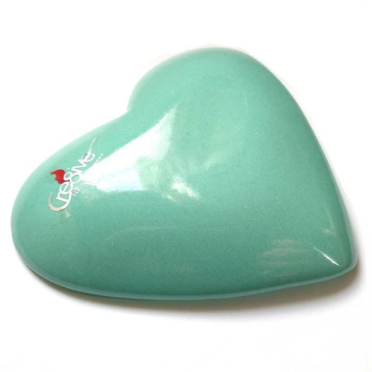 Mint Fused Glass Heart Side
