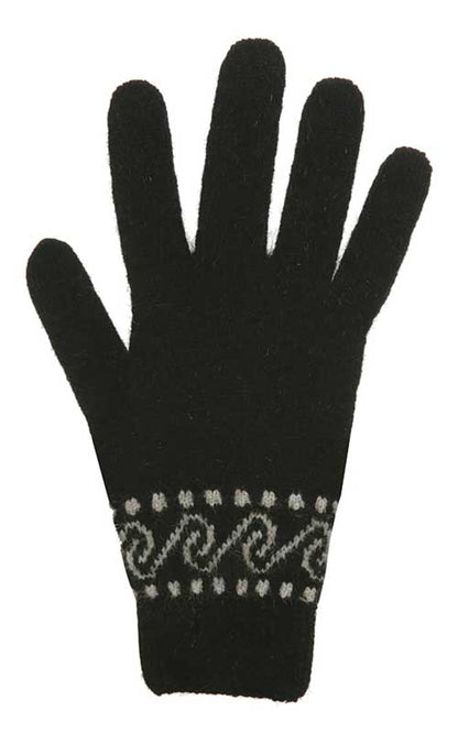Native World Possum Merino Koru Gloves Black