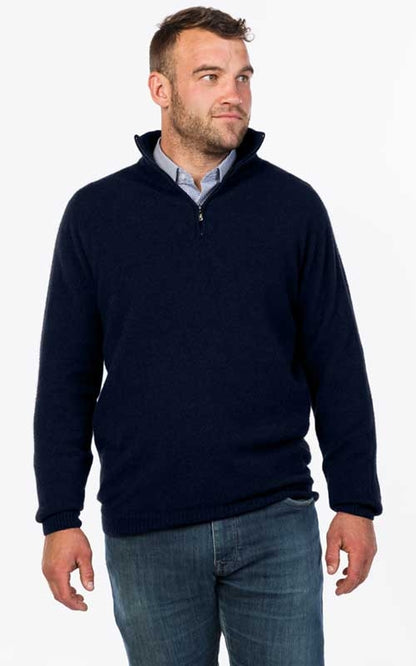 Native World Possum Merino Mens Half Zip Sweater Twilight