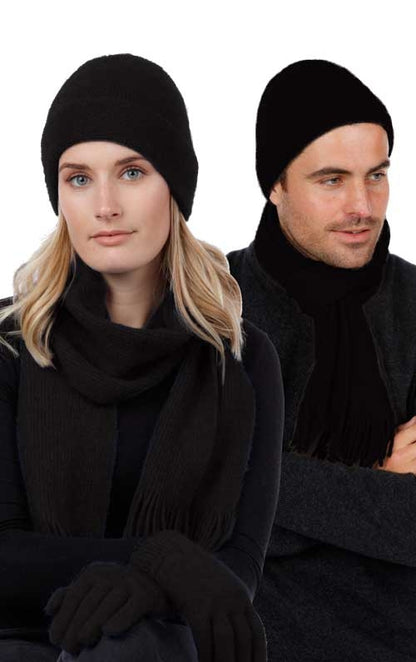 Native World Possum Merino Plain Scarf Black