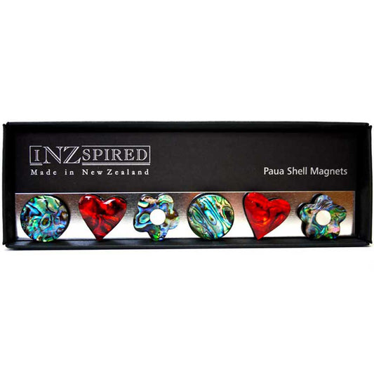 New Zealand Natural & Red Paua Shell Fridge Magnet Collection