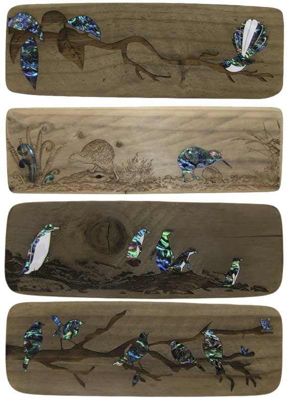 Recyclewood & Paua Shell Wall Art - 8 Designs
