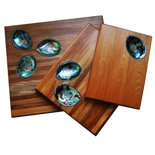 New Zealand Rimu Platter with Paua Shell Dip Bowls