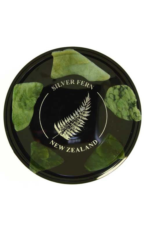 New Zealand Silver Fern Coaster with Greenstone Pieces