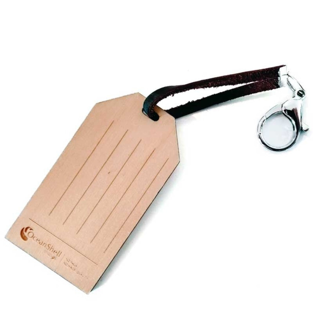 New Zealand Themed Wooden & Paua Luggage Tag Back