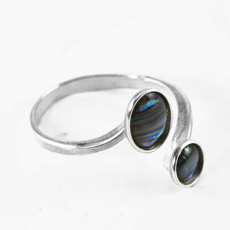 Paua Shell & Sterling Silver Open Bead Ring Angle