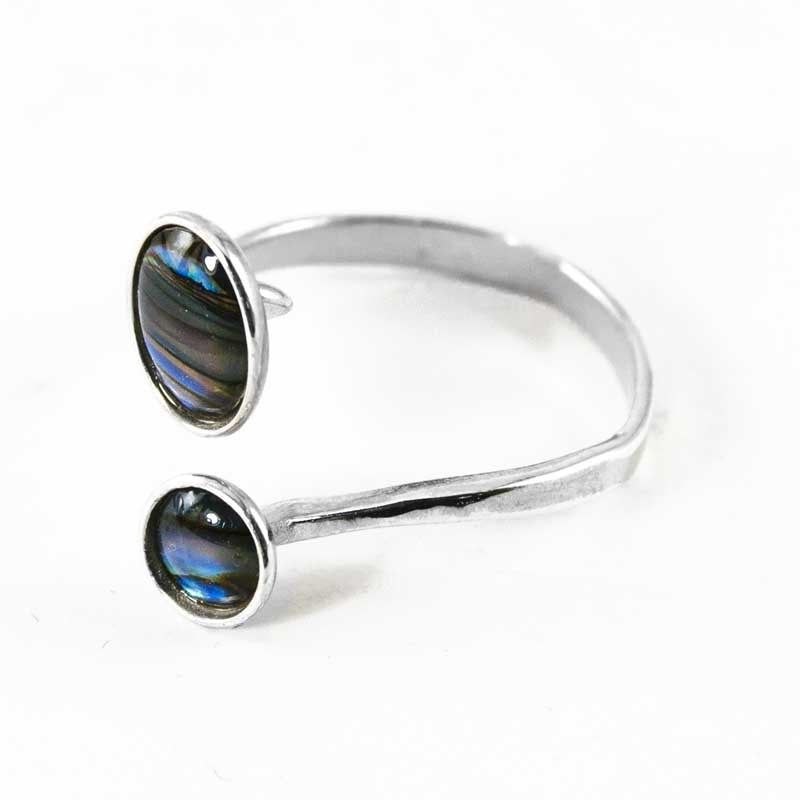 Paua Shell & Sterling Silver Open Bead Ring Side