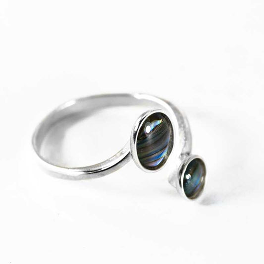 Paua Shell & Sterling Silver Open Bead Ring