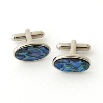 Paua and Sterling Silver Oval Cuff Links