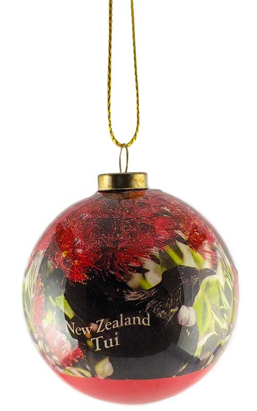Red New Zealand Christmas Bauble Decoration - Tui